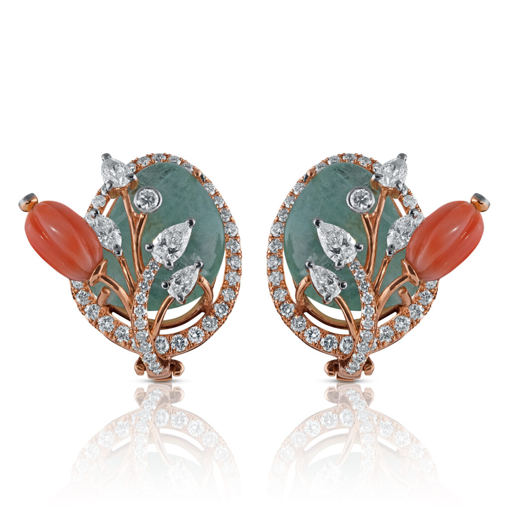 Coral and diamond earrings 2025